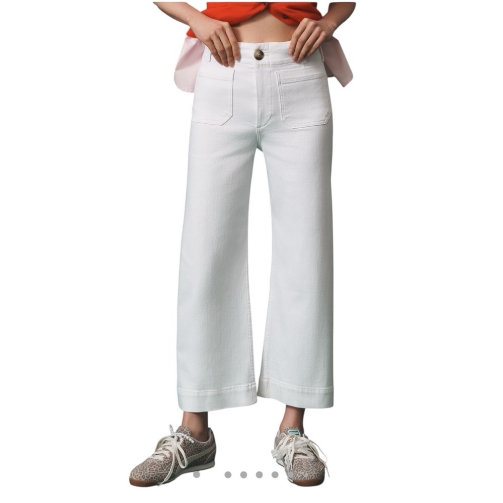 Anthropology Maeve The Colette White Wide Leg Crop Jeans Size 30P NWT